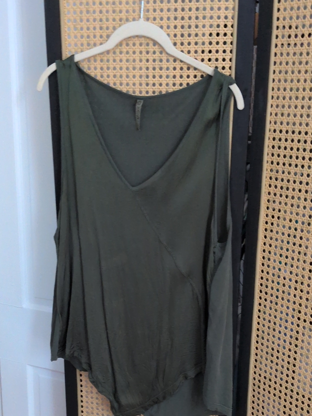 XCVI Olive Green V-Neck Sleeveless Tank